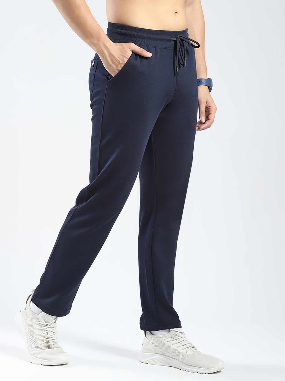 Rock.it Men Navy Blue Solid Regular Fit Lower