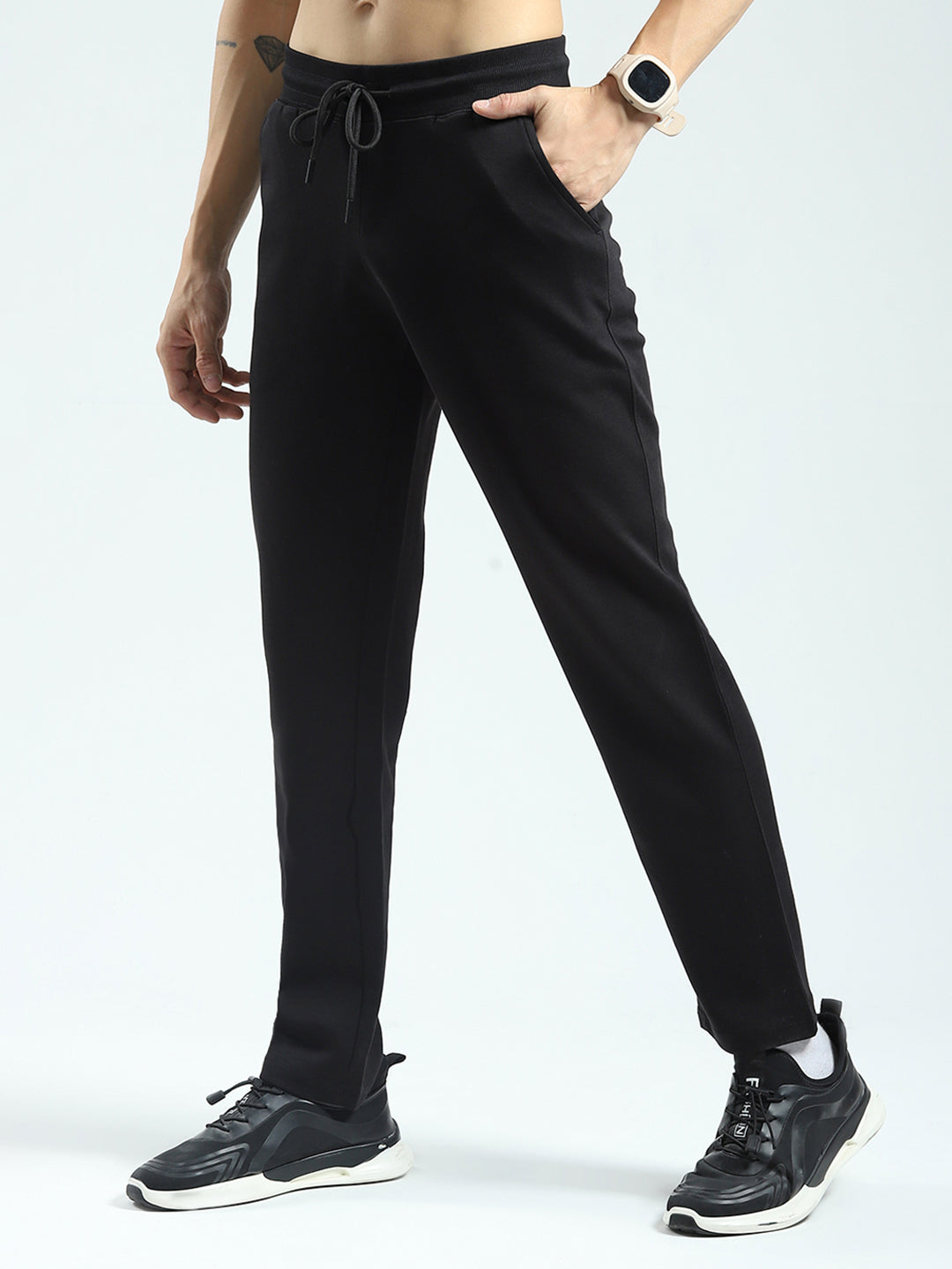 Rock.it Men Black Solid Regular Fit Lower