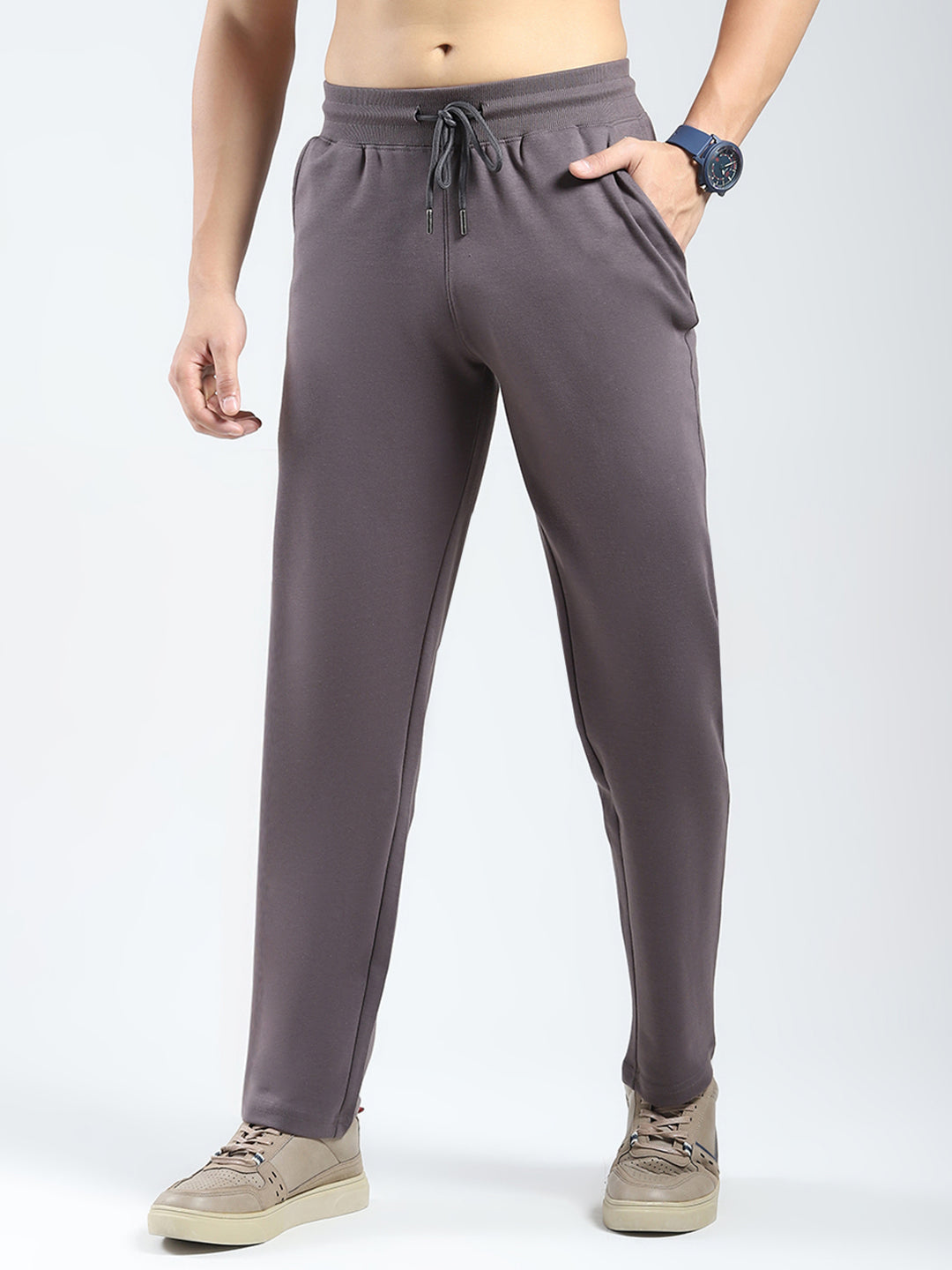 Rock.it Men Grey Solid Regular Fit Lower