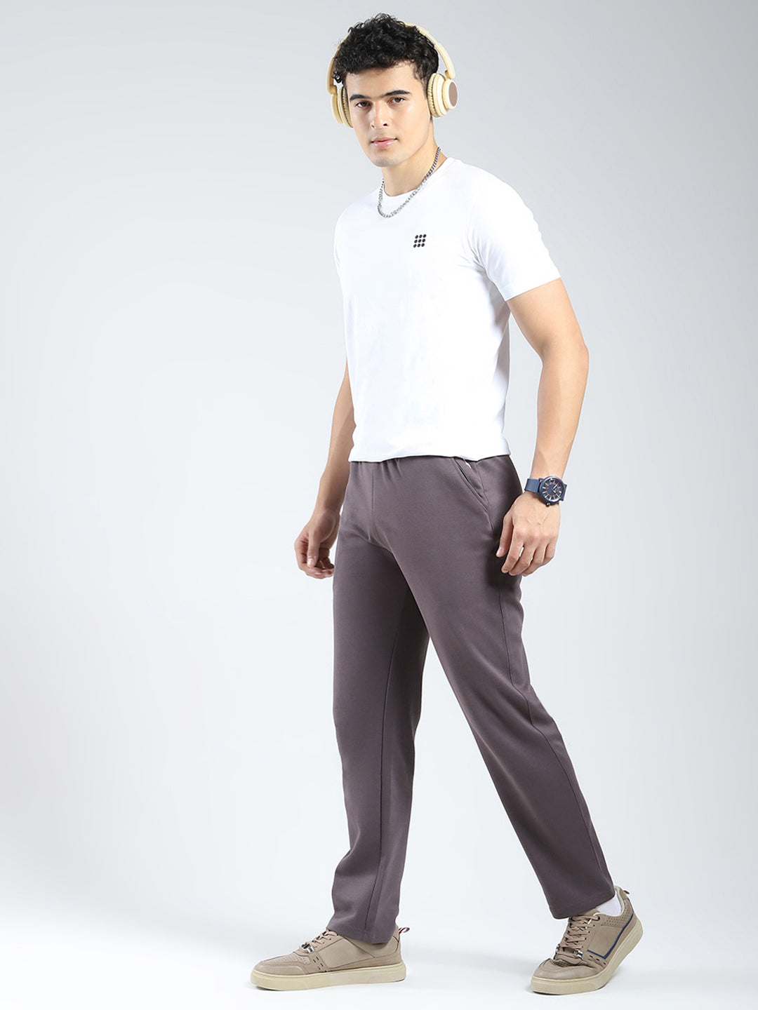 Rock.it Men Grey Solid Regular Fit Lower