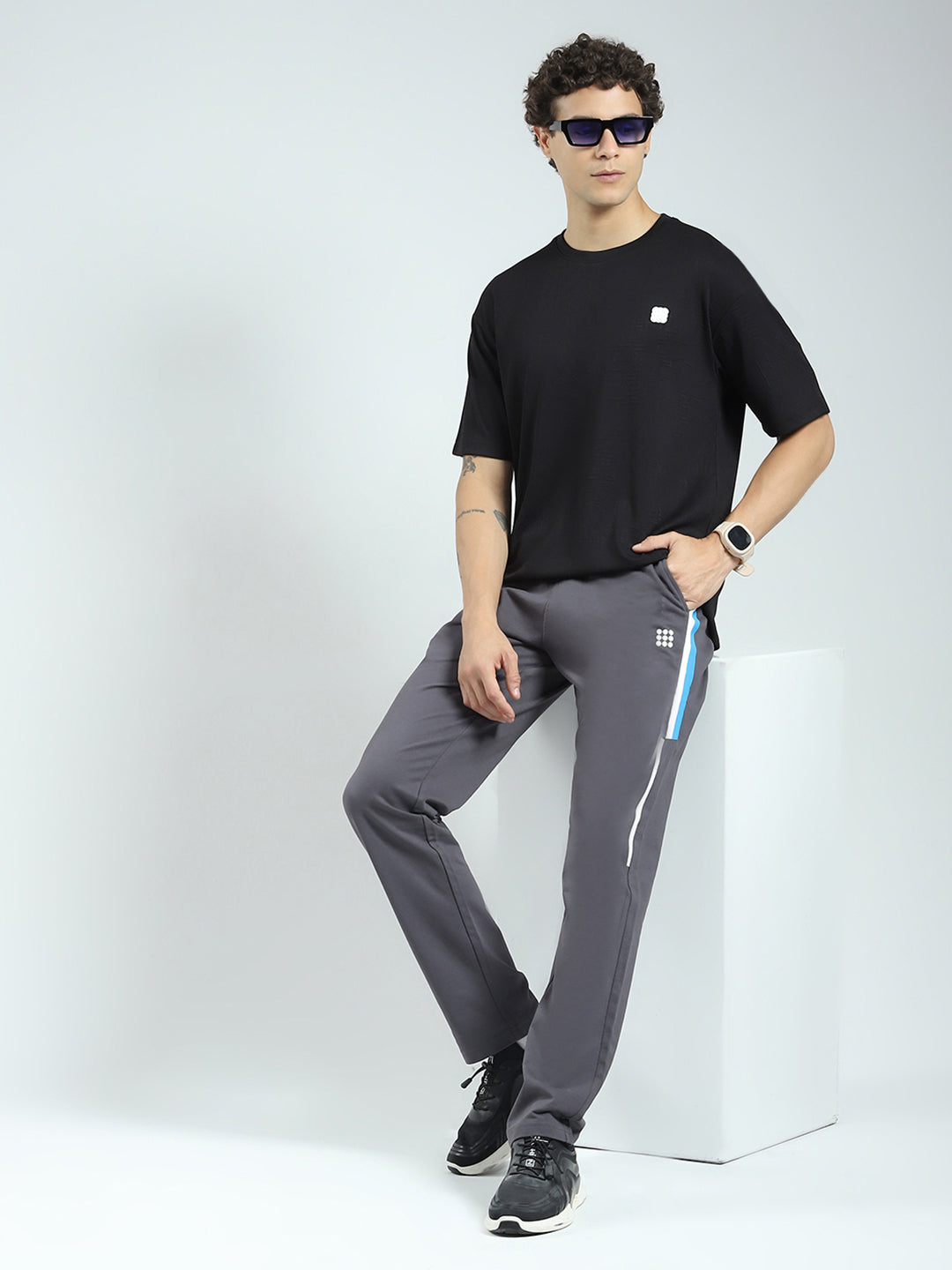 Rock.it Men Grey Solid Regular Fit Lower