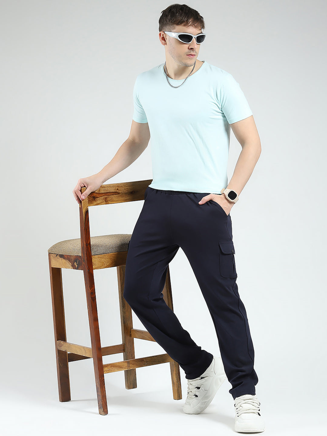Rock.it Men Navy Blue Solid Regular Fit Lower