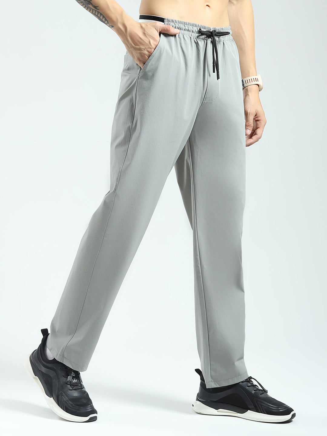 Rock.it Men Grey Solid Regular Fit Lower