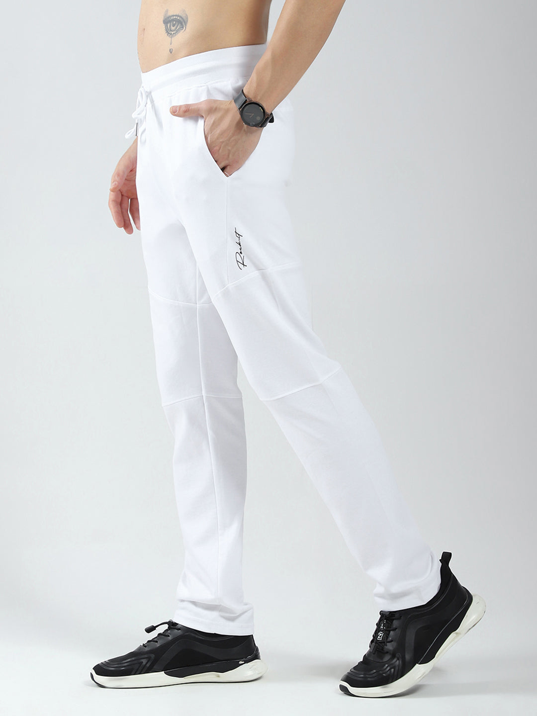 Rock.it Men White Solid Regular Fit Lower