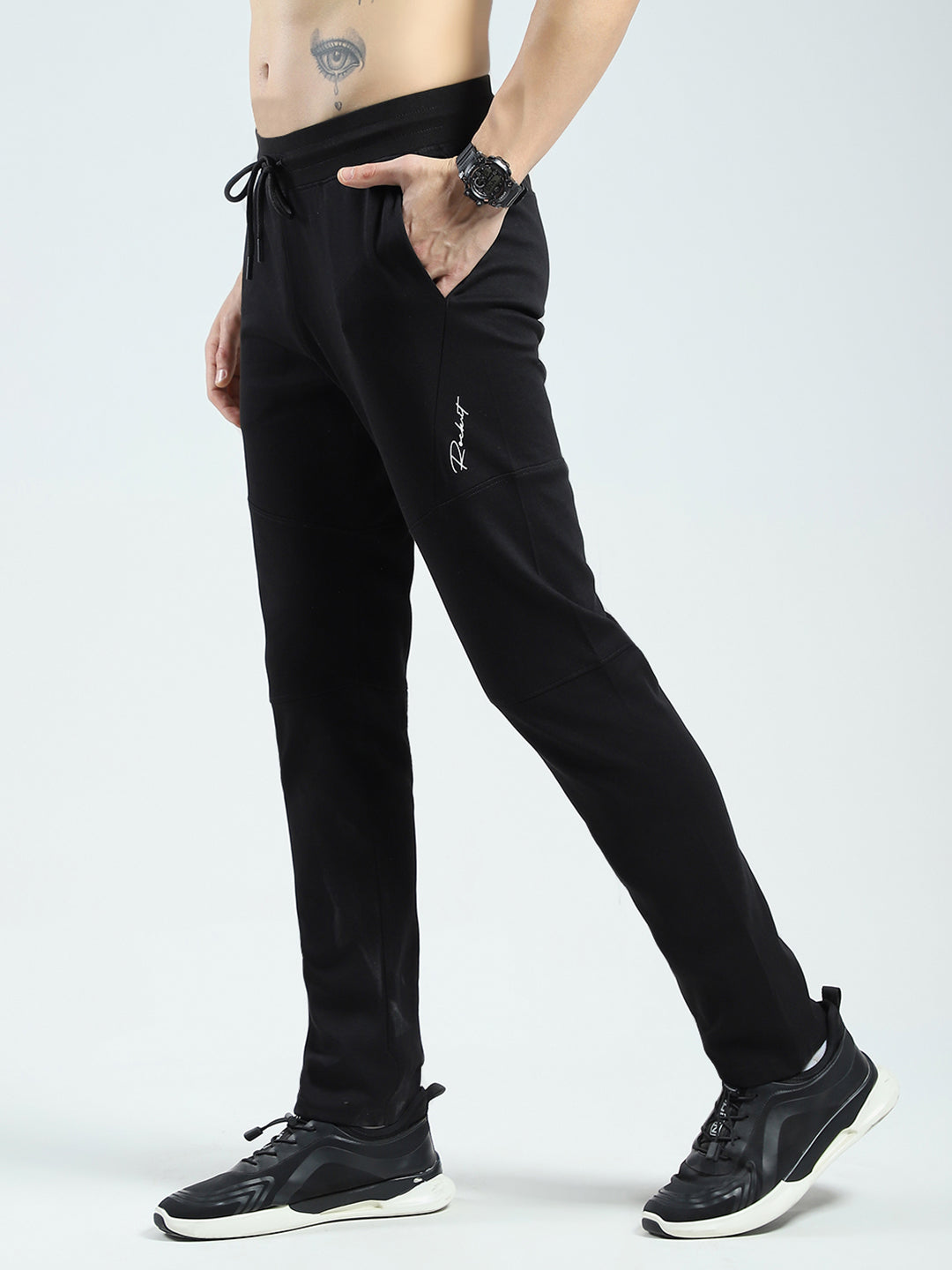 Rock.it Men Black Solid Regular Fit Lower