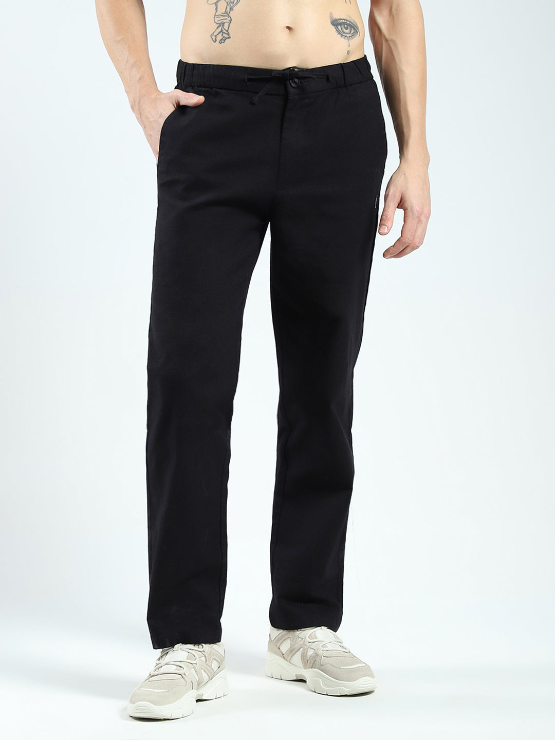 Rock.it Men Black Solid Regular Fit Lower
