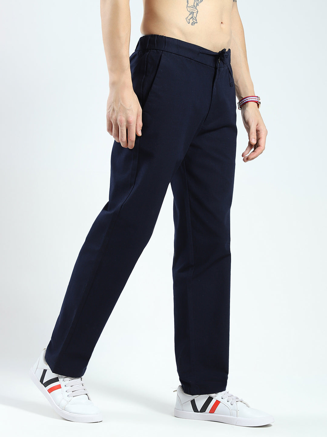 Rock.it Men Navy Blue Solid Regular Fit Lower