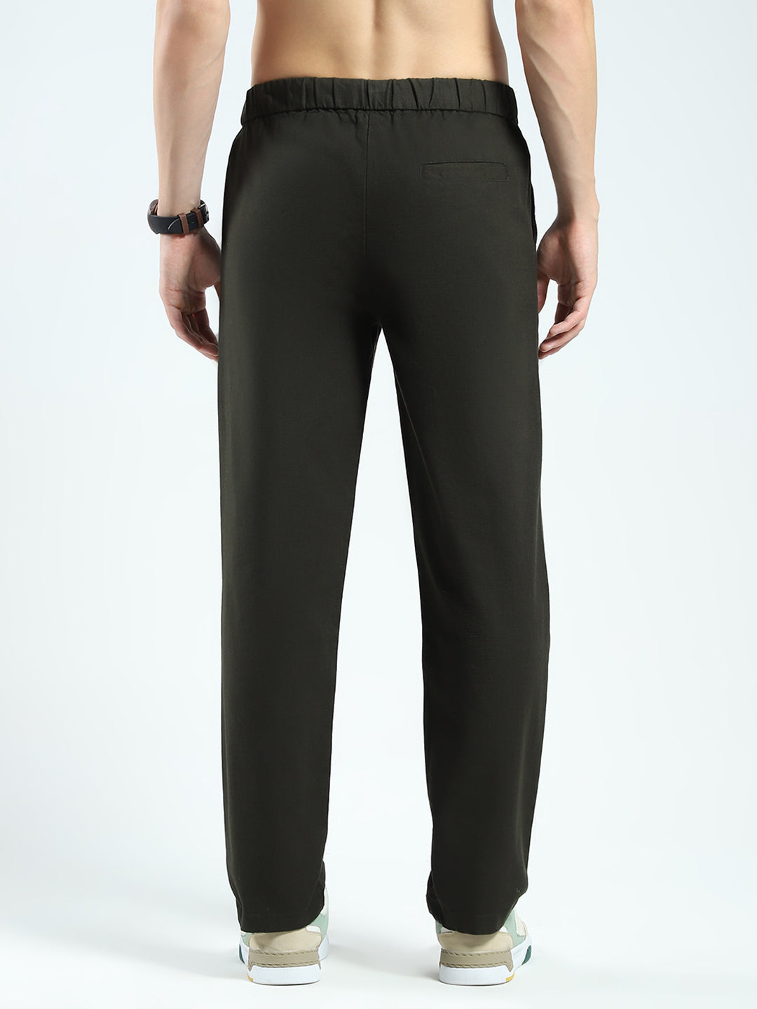 Rock.it Men Olive Solid Regular Fit Lower