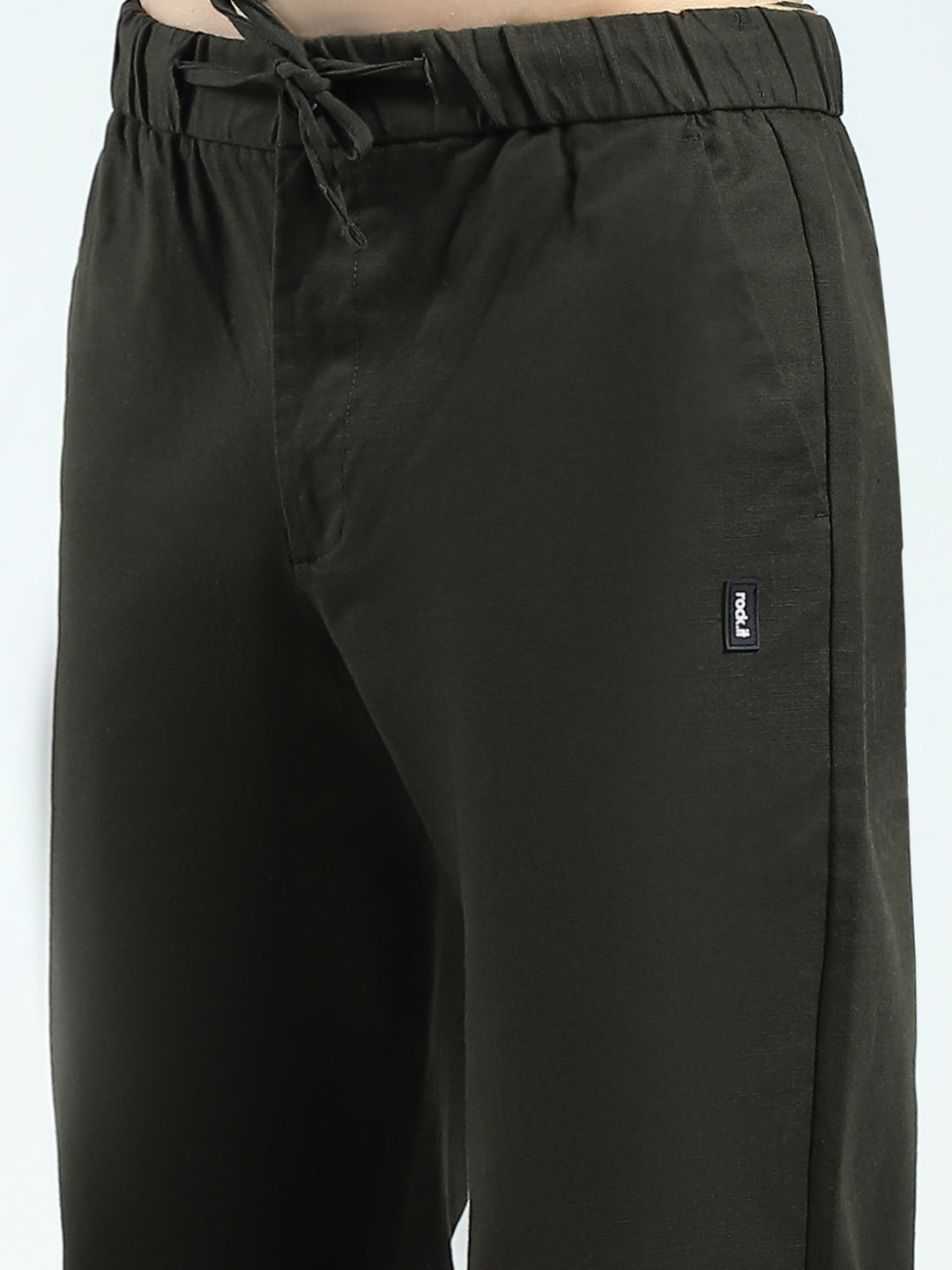 Rock.it Men Olive Solid Regular Fit Lower