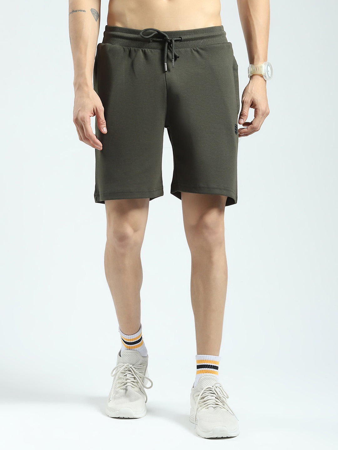 Rock.it Men Olive Solid Regular Fit Shorts