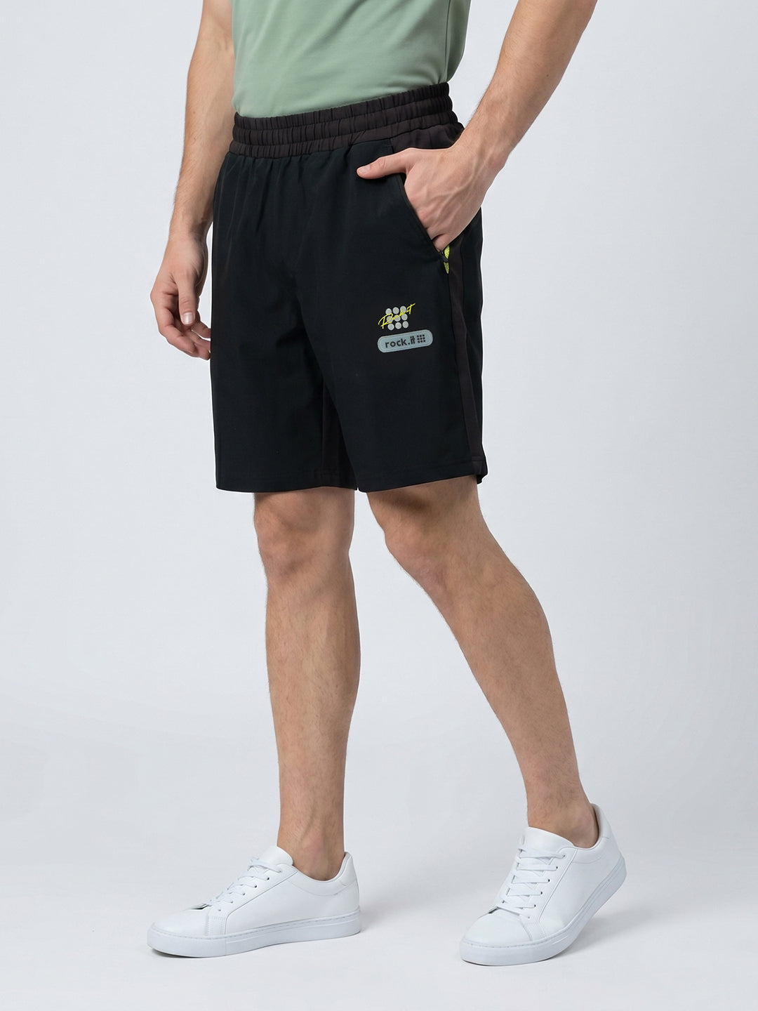 Rock.it Men Black Solid Regular Fit Shorts