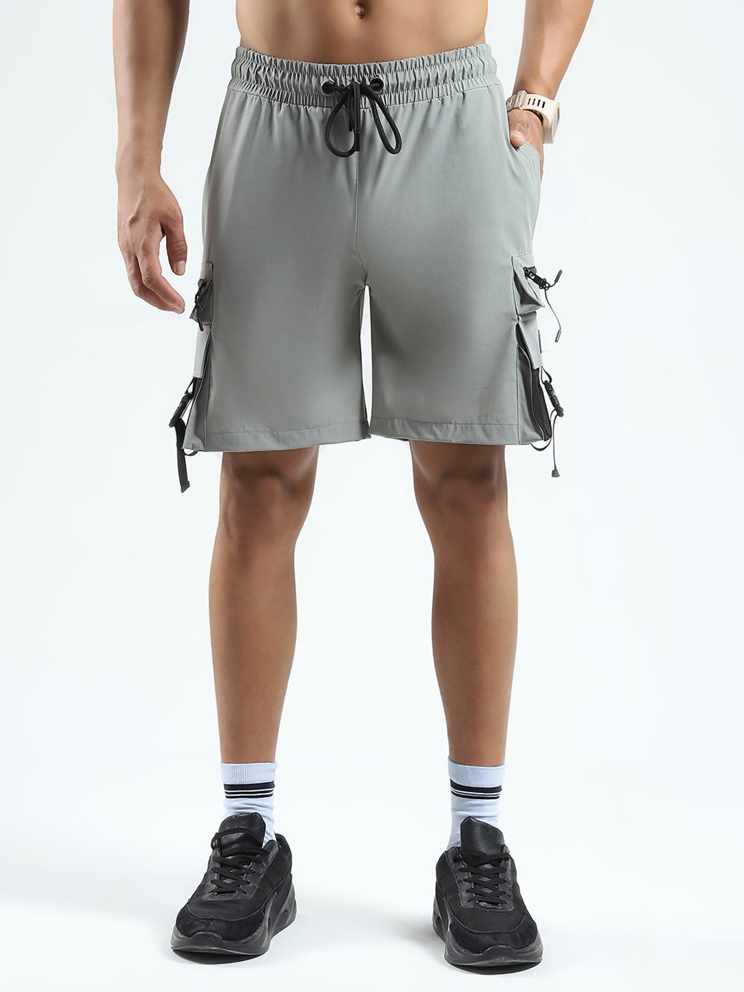 Rock.it Men Grey Solid Regular Fit Shorts