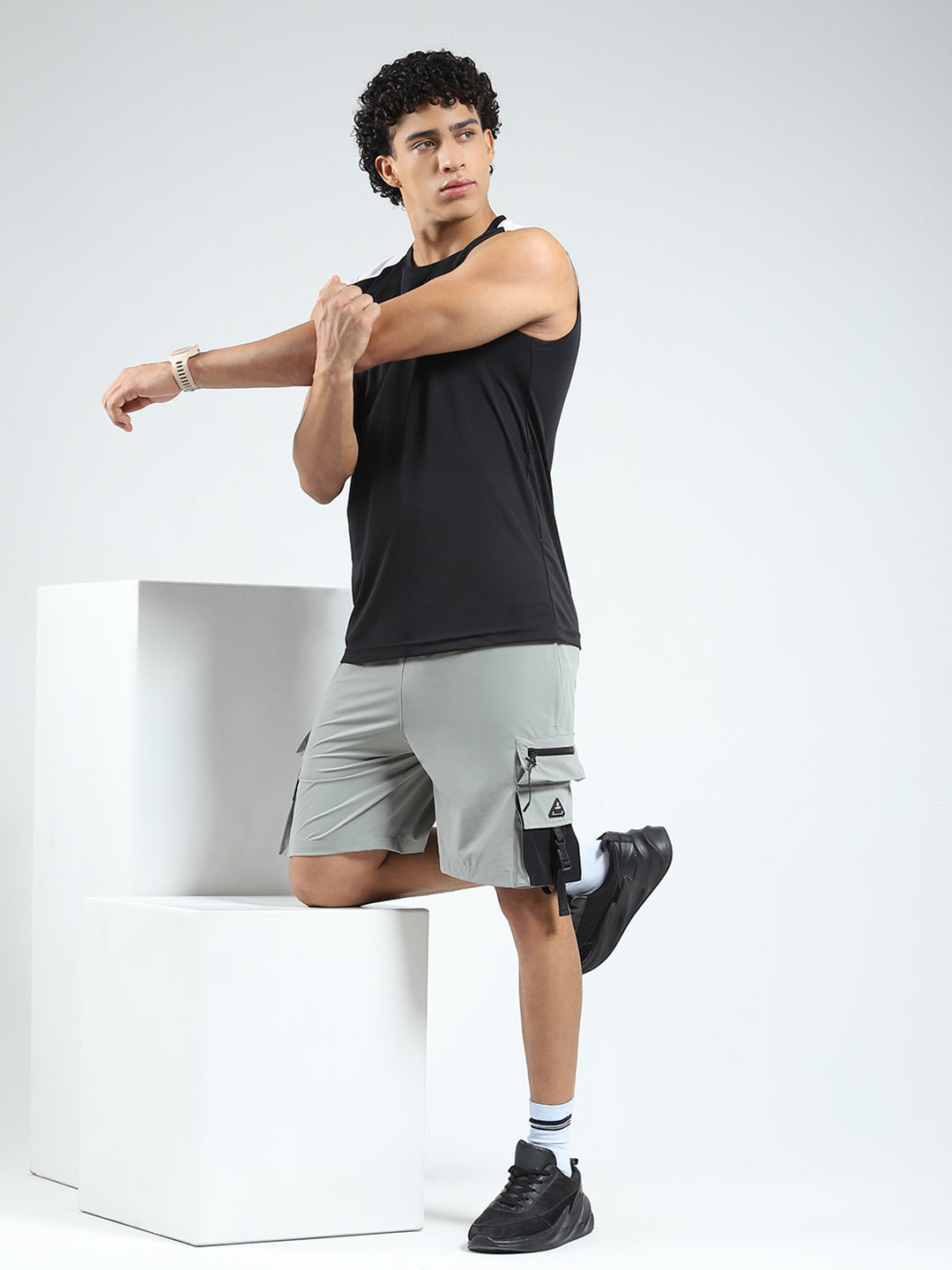 Rock.it Men Grey Solid Regular Fit Shorts