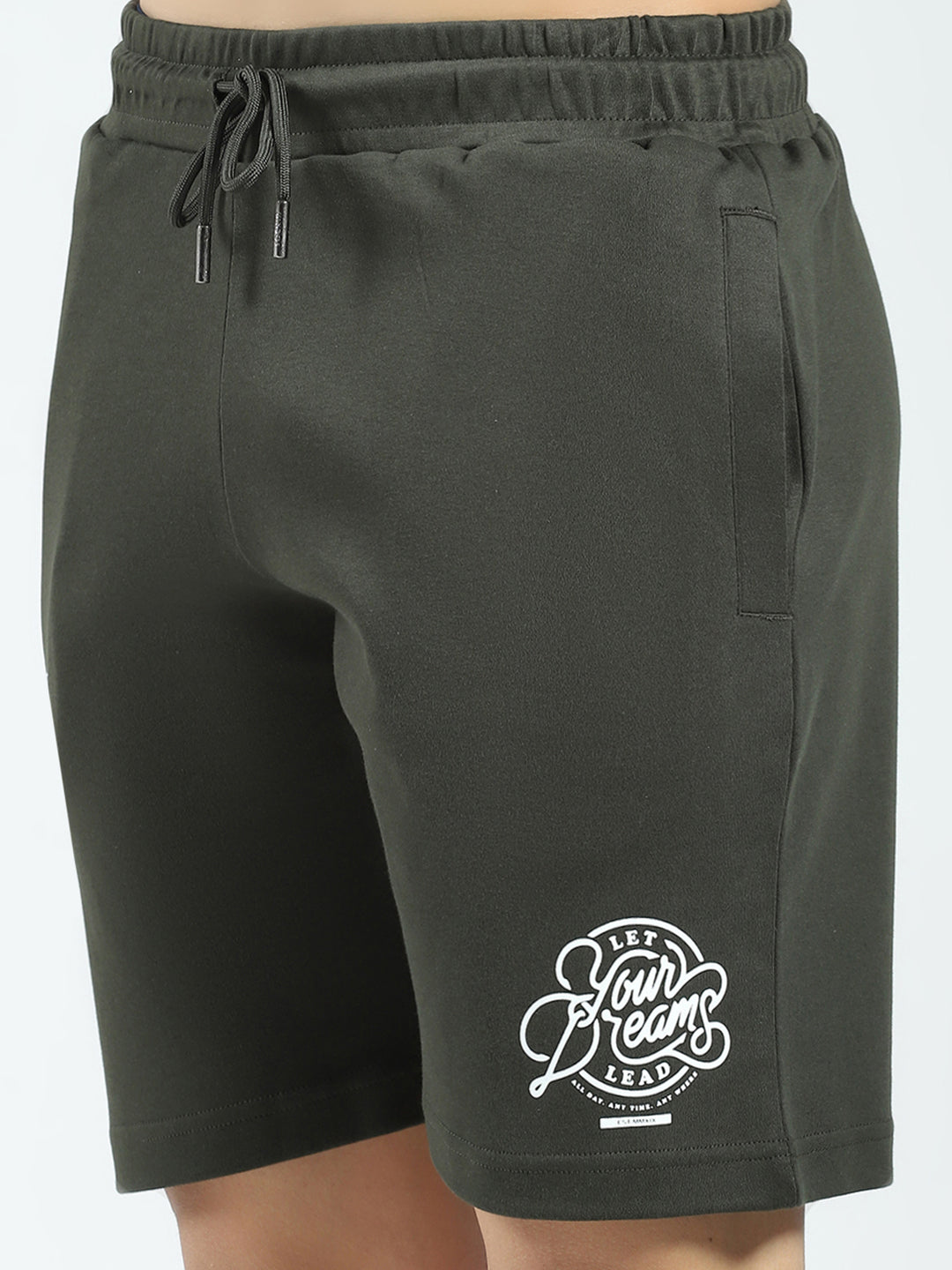 Rock.it Men Olive Printed Regular Fit Shorts