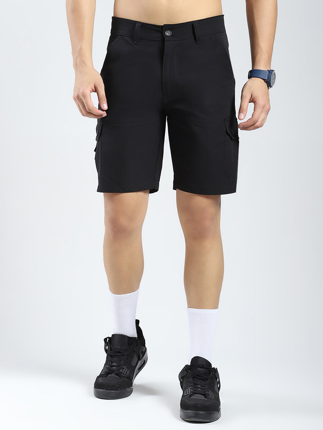 Rock.it Men Black Solid Regular Fit Shorts
