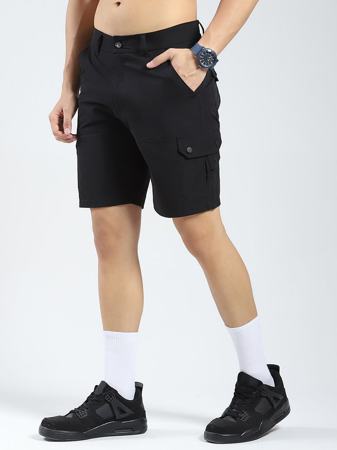 Rock.it Men Black Solid Regular Fit Shorts