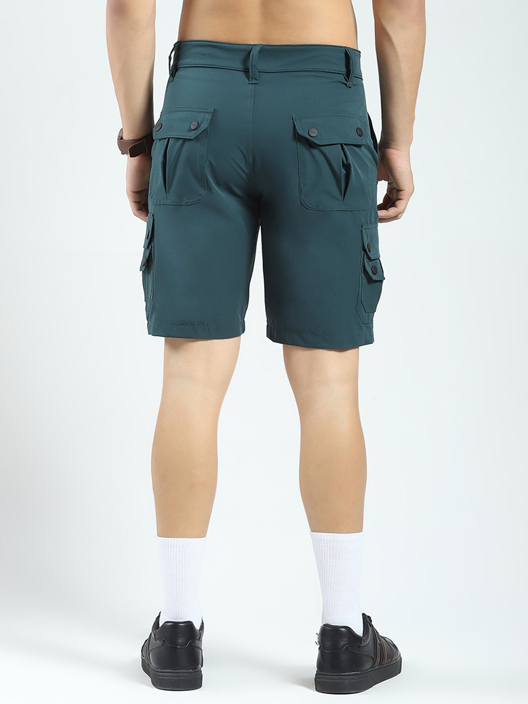 Rock.it Men Teal Blue Solid Regular Fit Shorts