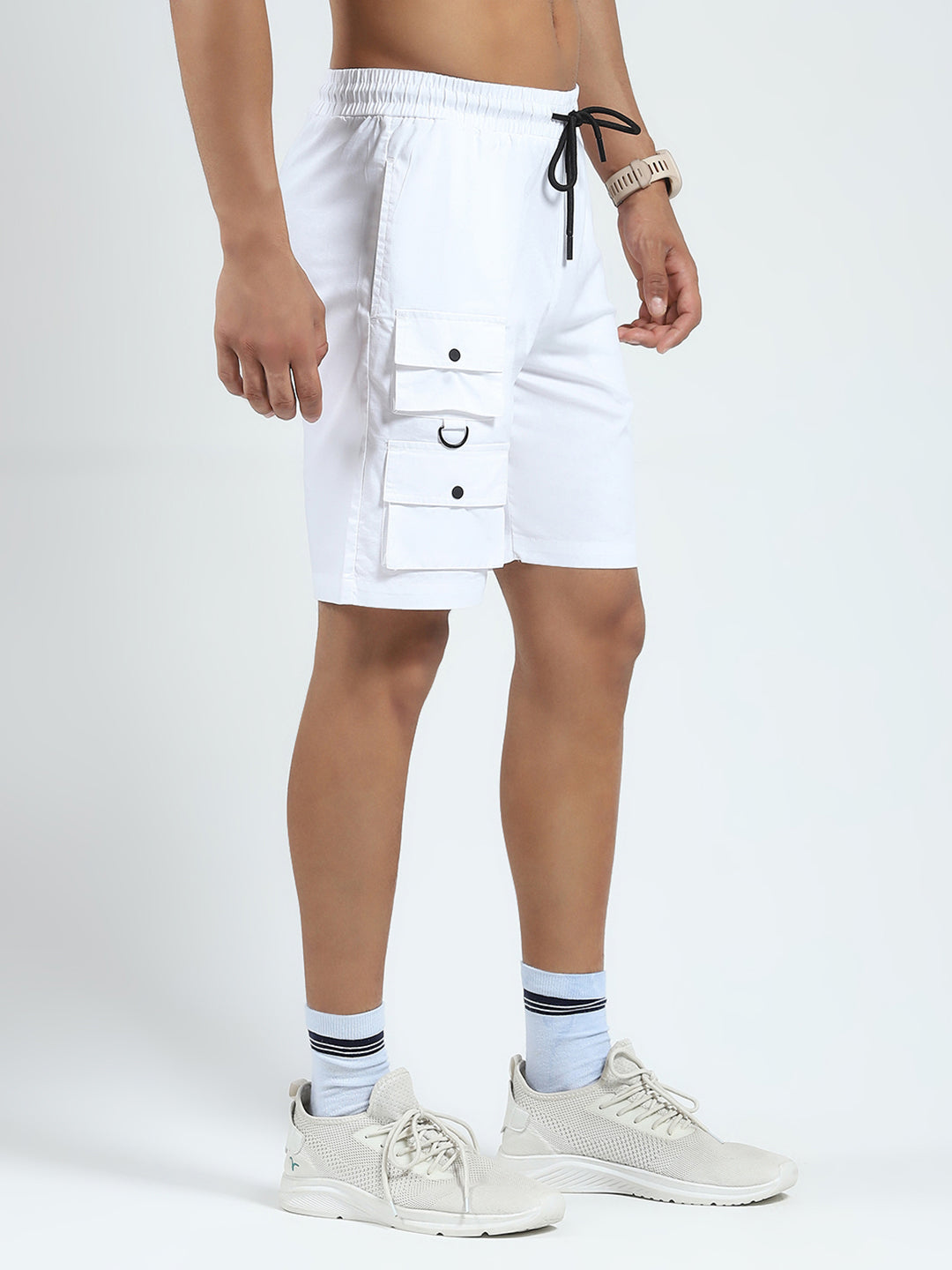 Rock.it Men White Solid Regular Fit Shorts