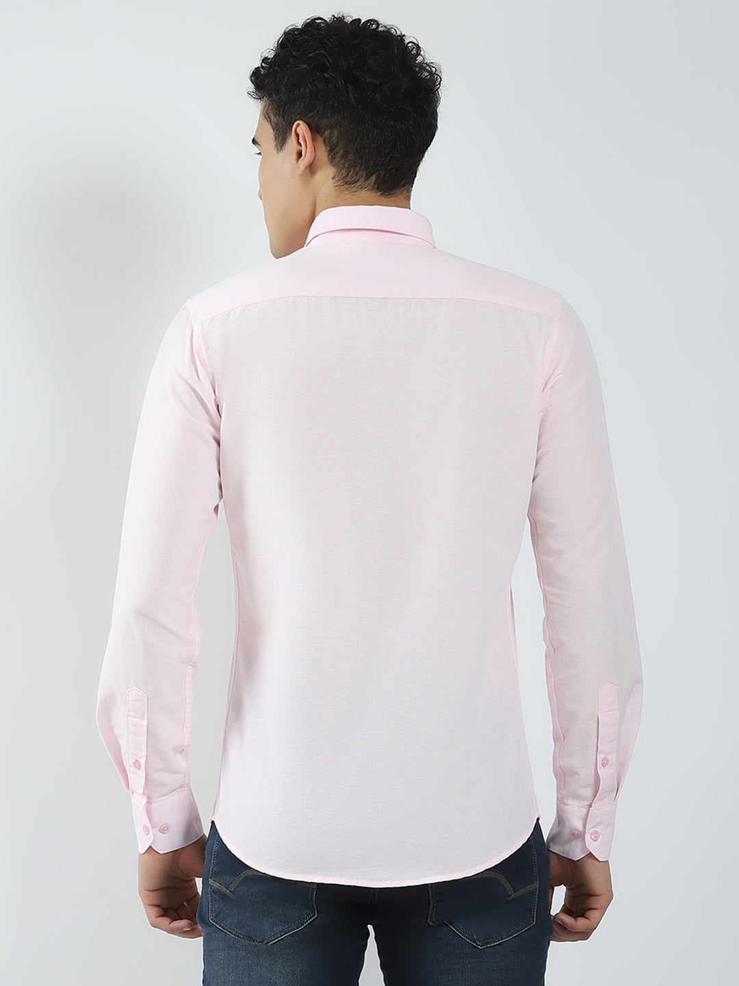Rock.it Men Pink Solid Collar Full Sleeve Shirt
