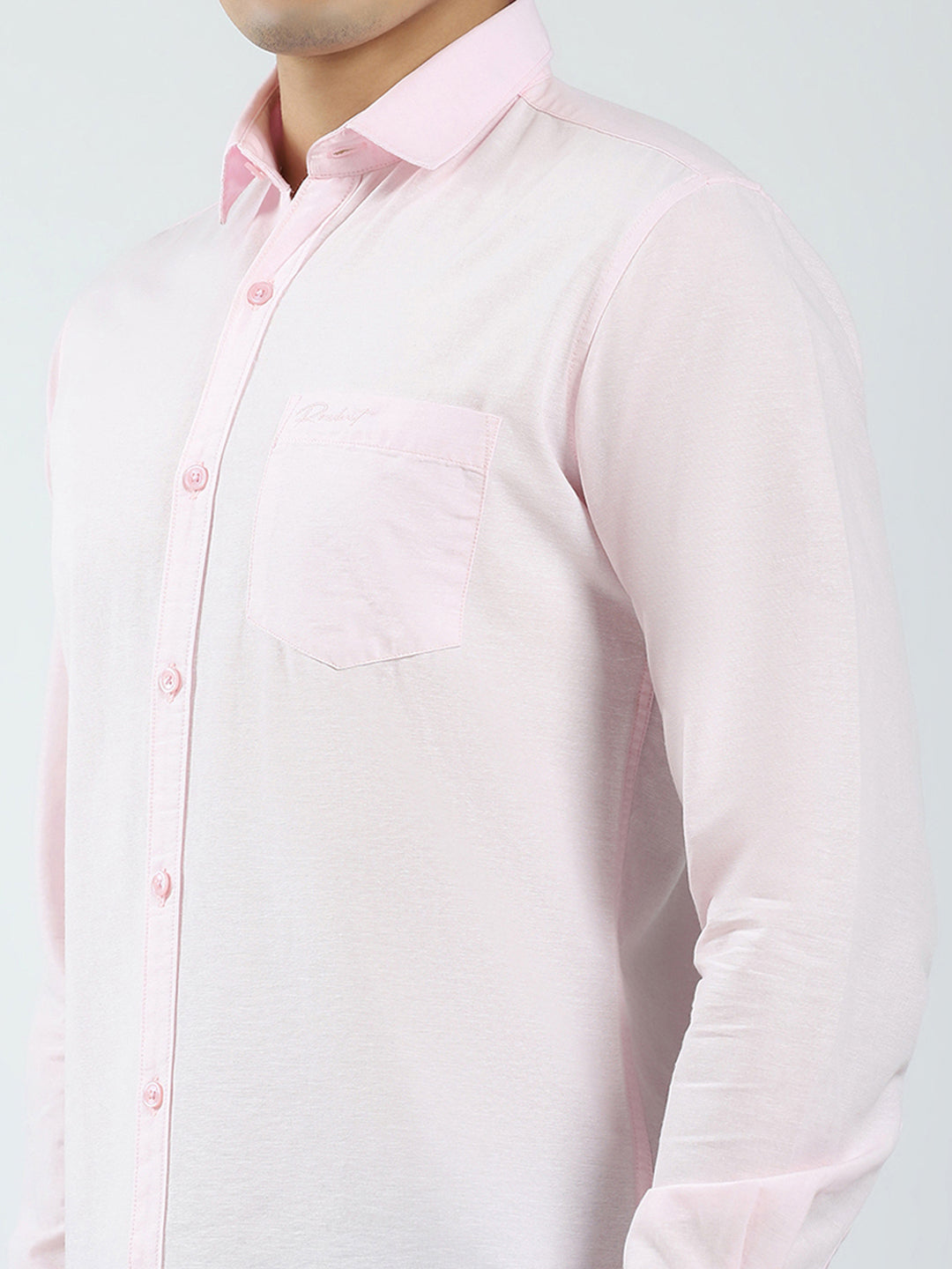 Rock.it Men Pink Solid Collar Full Sleeve Shirt