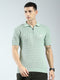 Rock.it Men Green Self Design Collar Half Sleeve T-Shirt