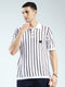 Rock.it Men White Stripe Collar Half Sleeve T-Shirt