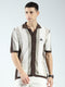 Rock.it Men Brown Stripe Collar Half Sleeve Shirt