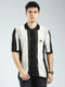 Rock.it Men Black Stripe Collar Half Sleeve Shirt