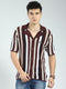 Rock.it Men Maroon Stripe Collar Half Sleeve Shirt