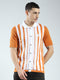 Rock.it Men Orange Stripe Collar Half Sleeve Shirt