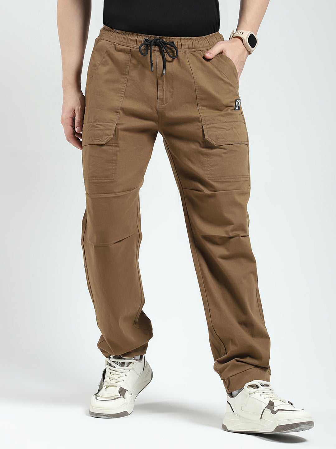 Rock.it Men Brown Solid Straight Fit Cargo
