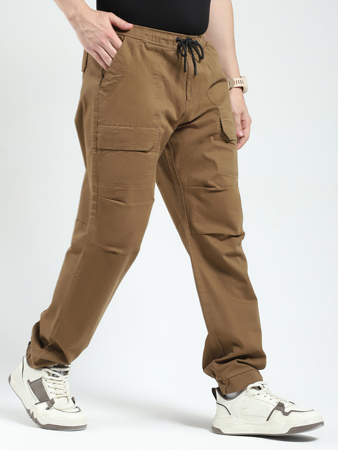 Rock.it Men Brown Solid Straight Fit Cargo