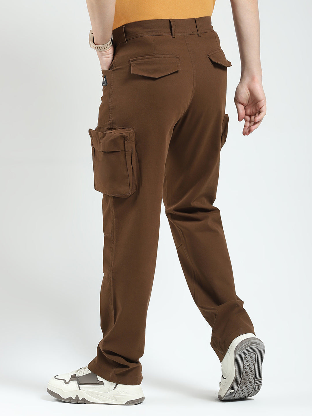 Rock.it Men Brown Solid Straight Fit Cargo
