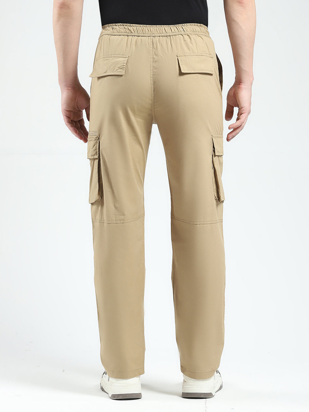 Rock.it Men Khaki Solid Regular Fit Cargo