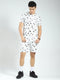Rock.it Men White Printed Round Neck Half Sleeve Shorts Set