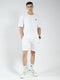 Rock.it Men White Self Design Round Neck Half Sleeve Shorts Set