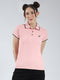 Rock.it Women Pink Solid Collar Half Sleeve T-Shirt
