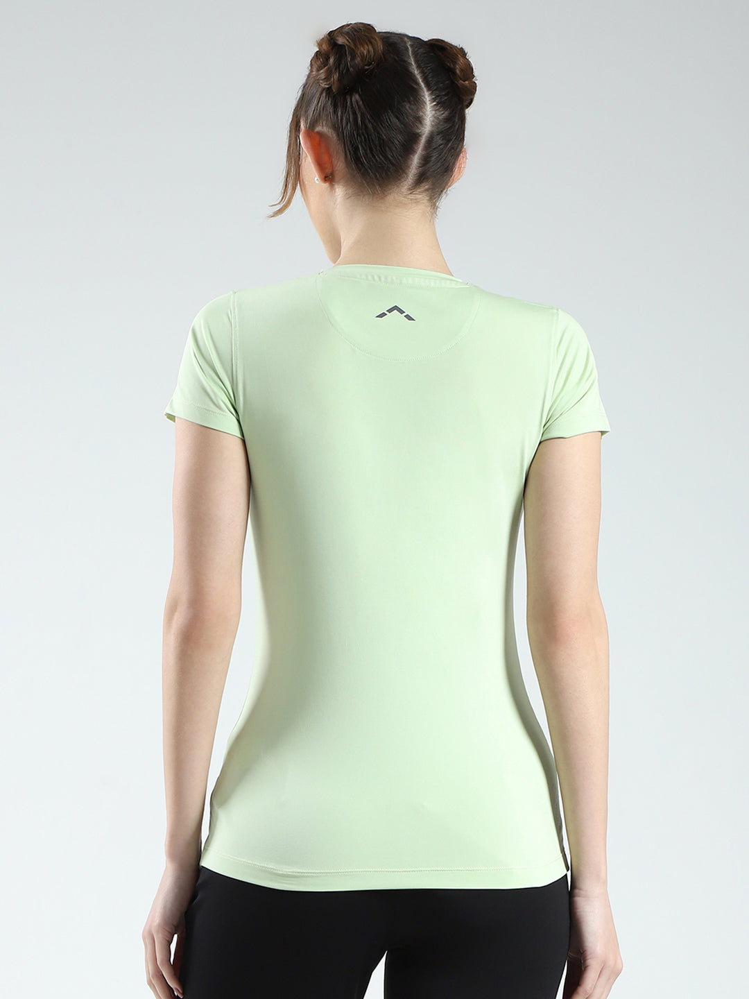 Rock.it Women Green Solid Round Neck Half Sleeve Top