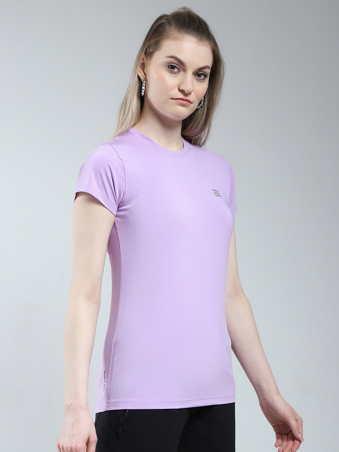 Rock.it Women Purple Solid Round Neck Half Sleeve Top