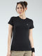 Rock.it Women Black Solid Round Neck Half Sleeve Top
