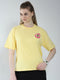 Rock.it Women Yellow Printed Round Neck Half Sleeve Top