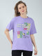Rock.it Women Purple Printed Round Neck Half Sleeve Top