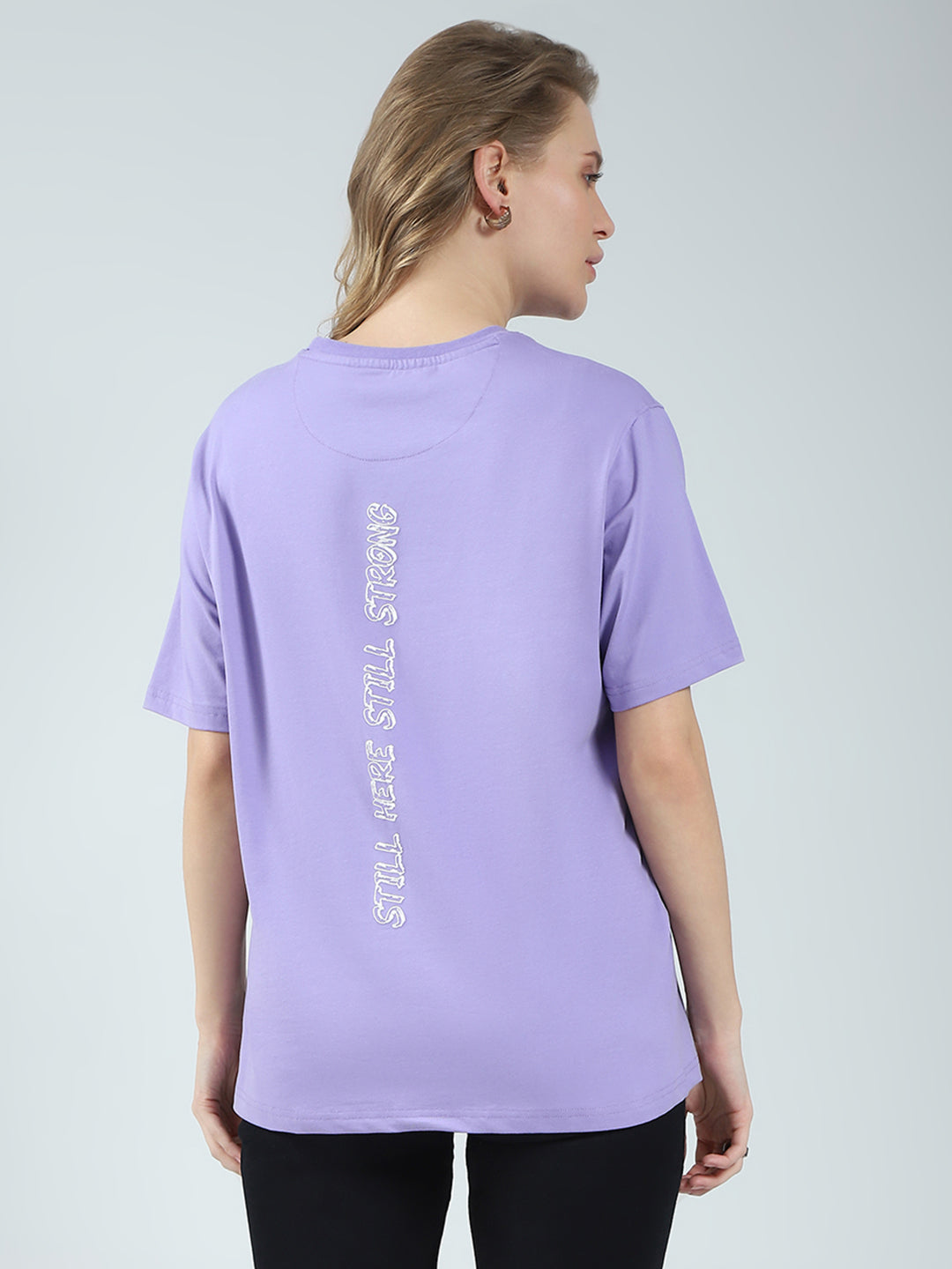 Rock.it Women Purple Printed Round Neck Half Sleeve Top