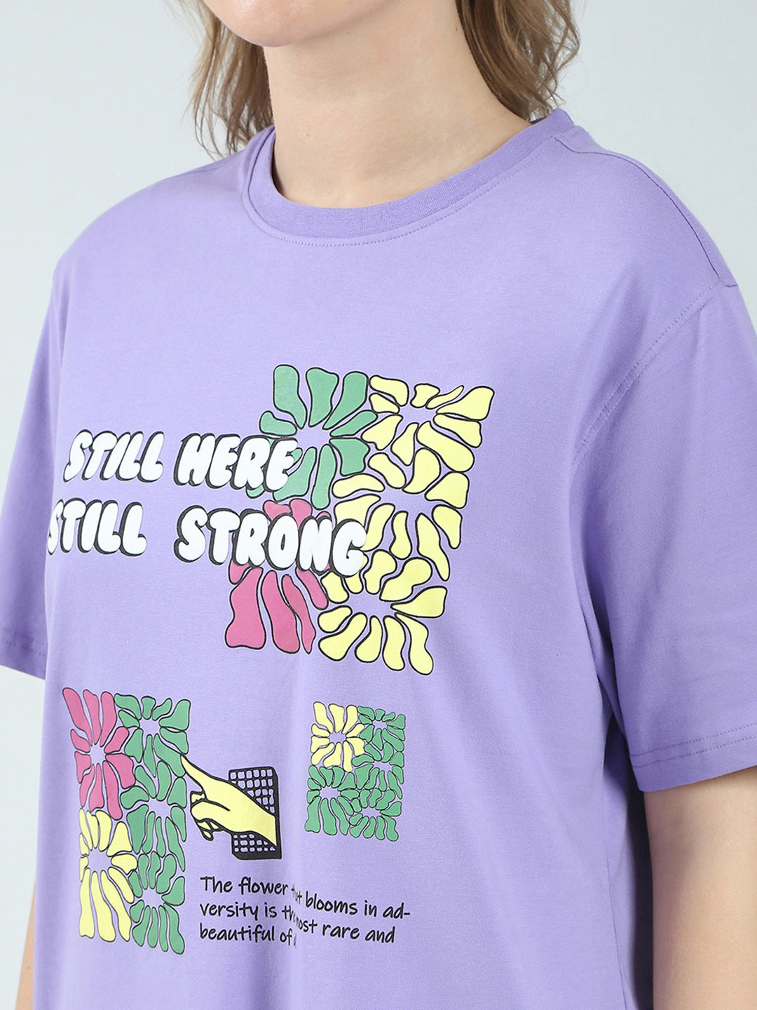 Rock.it Women Purple Printed Round Neck Half Sleeve Top