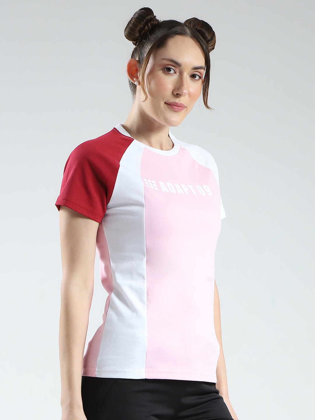 Rock.it Women Pink Printed Round Neck Half Sleeve Top