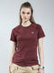 Rock.it Women Maroon Solid Round Neck Half Sleeve Top