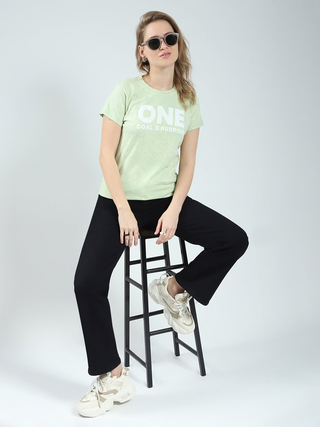 Rock.it Women Green Printed Round Neck Half Sleeve Top