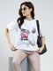 Rock.it Women White Printed Round Neck Half Sleeve Top