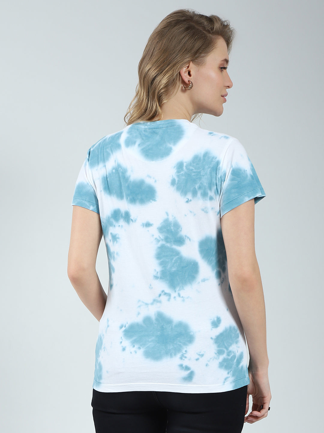 Rock.it Women Blue Printed Round Neck Half Sleeve Top