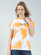 Rock.it Women Orange Printed Round Neck Half Sleeve Top